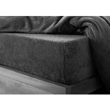 Teddy Bear Fleece Fitted Bed Sheet Extra Deep 30 cm or Duvet Covers Single Double King Super King Size UK (Double charcoal)