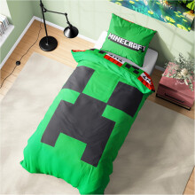Get Trend Minecraft Single Duvet Cover Set Kids & Teens, Reversible Bedding & Pillowcase for Boys & Girls, Bedroom Accessories, Anime Gifts for Boys
