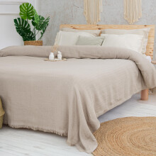 Milam London Bed Throw King Size | Cotton Throws for Sofas Large | Bedspreads King Size Blankets for Beds | 220 x 240cm | 86?x94? - Beige