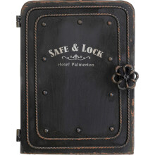 Kare Design Key Box Safe, Grey, Steel, Key Cabinet with 6 Hooks, Vintage, Key Lock Box, Decorative Home Accessories, Room Decor, Home Decor for Living