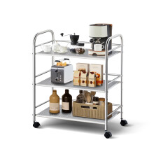 TUKAILAi 3 Tier Stainless Steel Kitchen Utility Cart, 350x600x750 MM, Catering Serving Trolley with Locking Wheels and Handle, for Professional