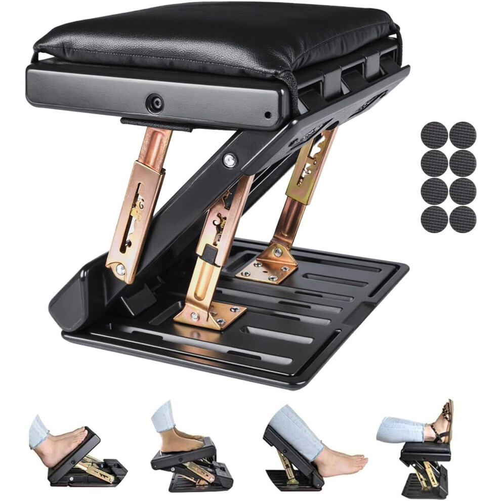 Surmountway Foot Rest Under Desk Adjustable, Ergonomic Footrest Stool With Massage Height Angle Adjustable For Office Home (Black) Black