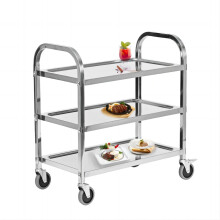 HLC 3 Tier Stainless Steel Serving Catering Trolley Wheels Utility Cart Kitchen Cart Serving Trolley with Locking Wheels for Kitchen Hotels -