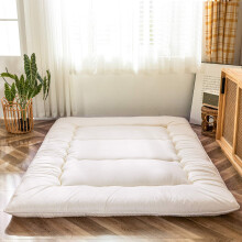 MAXYOYO Japanese Floor Futon Mattress, Thicken Tatami Sleeping Pad Foldable Roll Up Dormitory Mat Pad Floor Lounger Pillow Bed (Off-White, Double)