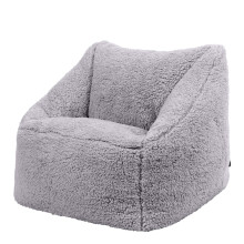 icon Natalia Teddy Fleece Kids Bean Bag Chair, Grey, Fluffy Kids Bean Bag Armchair with Filling Included for Girls and Boys, Childrens Chair, Nursery