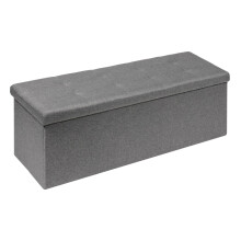 Bonlife Large Ottoman Storage Box with Lid,Folding Toy Chest Boxes Bedroom End of Bed Storage Bench Footstools for Living Room,Grey,110x38x38cm