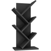 YMYNY 4 Tier Tree Bookshelf, Small Bookcase, Modern Wood Book Storage Rack, Freestanding Book Shelf for Books/Movies/CDs, Narrow Display Rack for