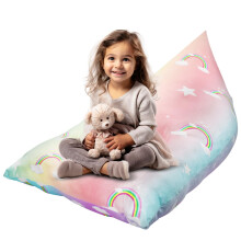 KOLACEN Stuffed Animal Toy Bean Bag Cover Soft Toy Rainbow Storage Bean Bags Without Filling Foldable Kids Sofa Children's Bean Bags Adult Bean Bag