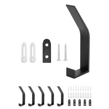 QWORK? 6 Packs Coat Hooks for Wall, Coat Hangers Wall Mounted, Coat Rack Hooks, for Hanging Clothes, Keys, Umbrella, Hats, Towels, Black