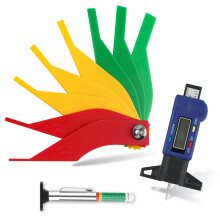 Digital Tire Tread Depth Gauge with ColorCoded Indicators and Brake Pad Thickness Ruler for Cars and Trucks Blue
