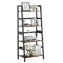 HITNET Ladder Shelf, 4 Tier Bookshelf, Freestanding Bathroom Storage Shelving Unit with Bamboo Frame for Living Room, Home Office, Bedroom, Rustic