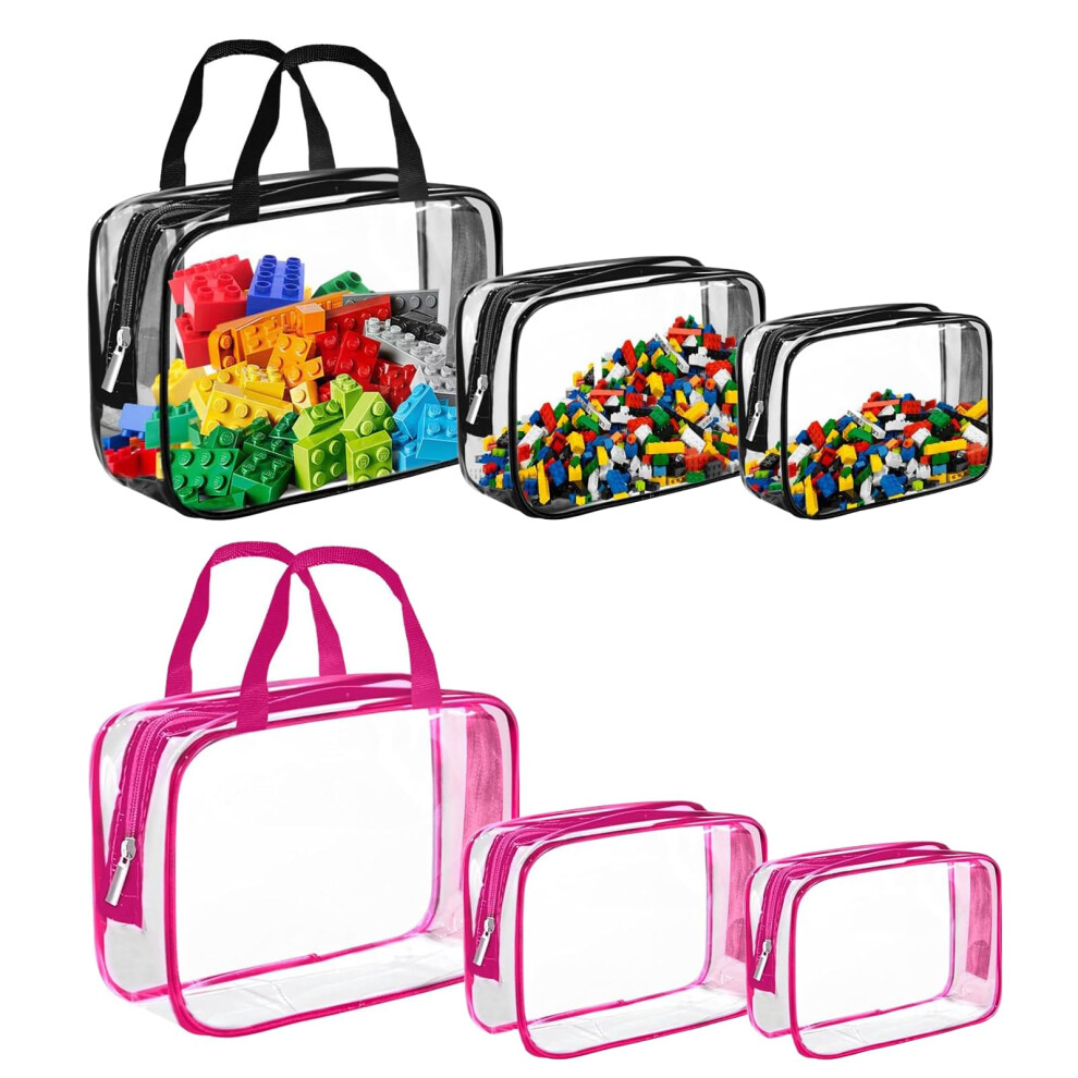 Snsygn 6 Pack Lego Storage Bag, Plastic Bag Storage With Handles Lego Bags Waterproof Toiletry Bags Toy Pouches For Building Blocks, Puzzle Poster, Balls,