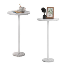 Smusei Small SideTable Set of 2 White Round Coffee & Sofa Side Tables for Living Room Bedroom, 32 cm for Small Spaces