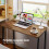 WOHOMO Folding Computer Desk,Small Writing Desk 80cm,Space-Saving Foldable Laptop Table Writing Workstation for Home Office,Easy Assembly,Rustic 4