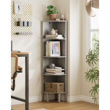 Apetaccat Corner Shelf, 4 Tier Corner Modern Corner Bookshelf, Display Corner Bookshelf,Wooden Storage Rack for Living Room,Bedroom,Office,Grey