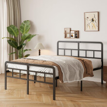 Yicensen Small Double Bed Frame 4ft with Curved Headboard and Footboard, 46cm Height Small Double Metal Bed Frame with Heavy Duty Slats, Underbed