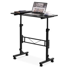 Standing Desk Adjustable Height, Mobile Stand Up Desk with Wheels Small Computer Desks, Home Office Desk, Rolling Desks, Portable Laptop Desk Country