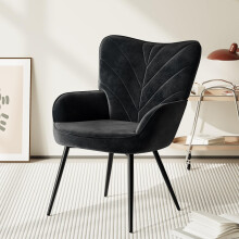 COLAMY Velvet Accent Chair with Black Metal Legs, Modern Armchair with Ergonomic Backrest, Wide Seat & High-Density Foam,Vanity Chair for Living Room