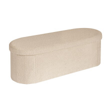 Bonlife Ottoman Storage Bench,Folding Boucle Footstool Oval, End of Bed Stool, Ideal for Living Room, Bedroom, 100L Storage Space,Beige,110x38x38cm