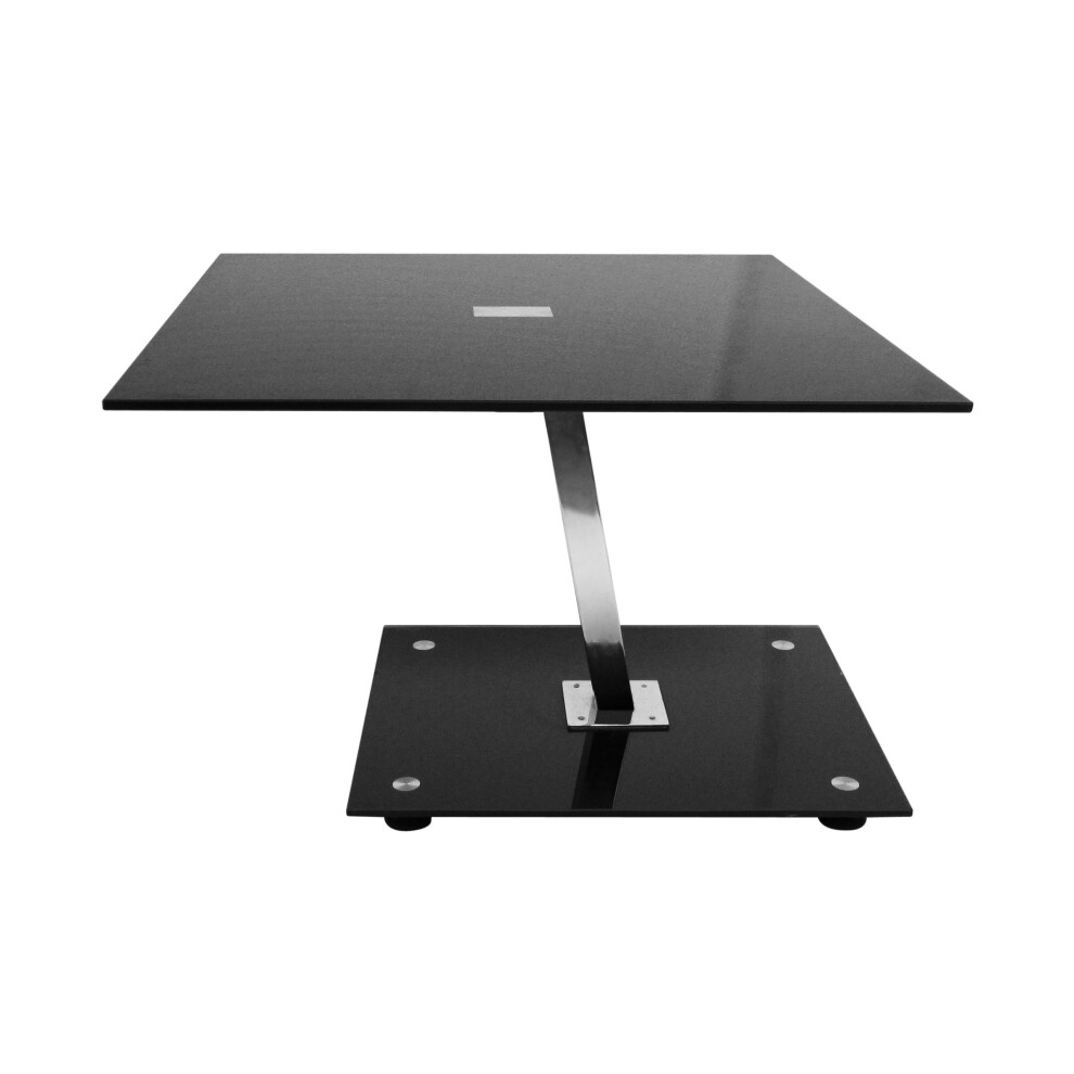Premier Housewares End Table With Tempered Glass Top And Chrome Legs, 42 X 65 X 65 Cm Black