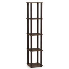 Furinno TURN-S-TUBE Storage Shelves, 5-Tier Square Book Shelf, Corner Shelf, Toolless Open Shelves, for Organization and Storage, Living Room, Garage,