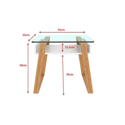 ASPECT JENSEN Side Table,Wood,Bamboo,Glass-White (55X55x50cm) 2