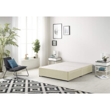 Bed Centre Flexby Divan Base Only with No Drawers and No Headboard - Available in 3ft,4ft,5ft and 6ft- Fabric (4FT6 Double, Linen Beige Fabric)