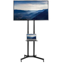 VIVO Tall TV Cart for 32 to 83 inch Screens up to 50kg, LCD LED OLED 4K Smart Flat and Curved Panels, Rolling Stand with Laptop DVD Shelf, Locking