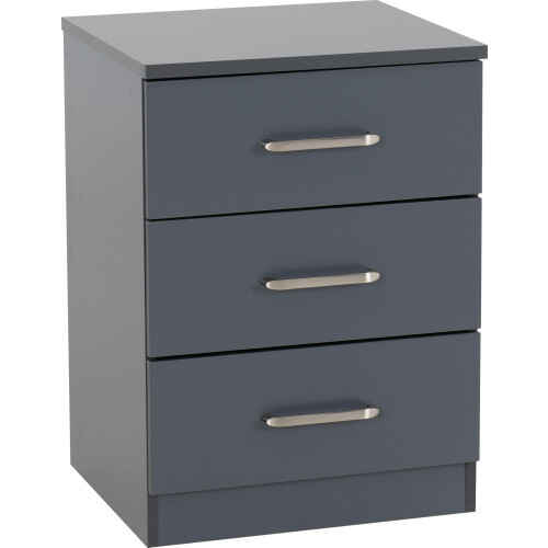 Seconique Seconique Dakota 3 Drawer Bedside in Dark Grey