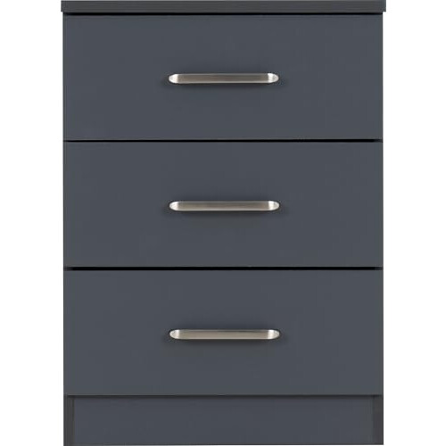 Seconique Seconique Dakota 3 Drawer Bedside in Dark Grey 2