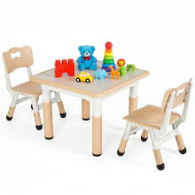 Clevich Kids Table with 2 Chairs, Children's Seating Height Adjustable, Painting Table Chair Set, Children's Furniture for Playroom, Nursery and Study