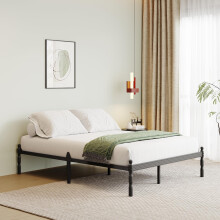 QFtime Metal Double Bed Frame with Underbed Storage and Steel Slat Support - Easy Assembly, Noise Free - 35.5cm High