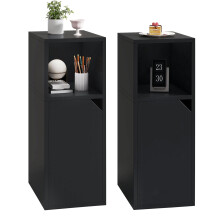YMYNY Narrow Bedside Table Set of 2, Slim Side Table with Open Compartment and Door, Adjustable Shelf, Bedside Cabinet, for Bedroom, Living Room,