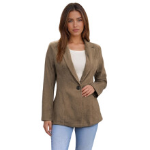 (S, Brown) Damen-Blazer-Jacke, langärmelig, einfarbig, mit Knöpfen für legere und formelle Anlässe