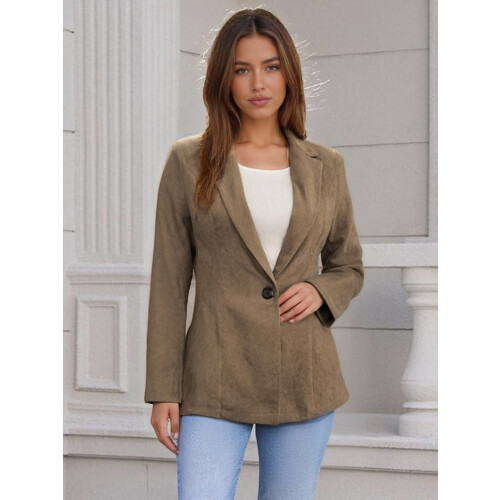 (L, Brown) Blazer feminino de e formais. 1