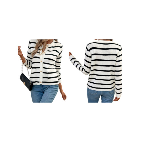 (M, Black) Gilet rayé pour et automne 1