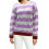 (L, Purple) Pull rayé pour Vêtements décontractés. 1