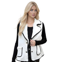 (XL, White) Colete feminino de por botões.