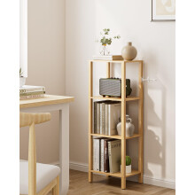 Apetaccat Book Shelf, 4 Tier Small Bookshelf, Narrow Bookcase with Open Shelves, 38 x 27 x 105CM, Book Shelves for Living Room, Office, Study, Oak