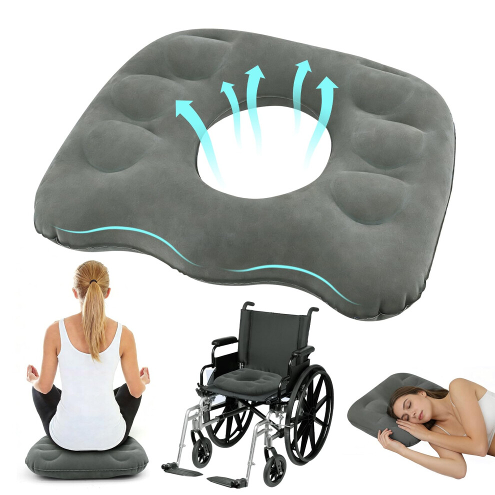 Darenyi Inflatable Donut Pillow, Coccyx Cushion For Tailbone Pain, Inflatable Donut Cushion For Hemorrhoids, Postoperative Recovery, Pregnancy, Office