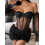 (S, Black) Haut en résille lingerie baleine 3