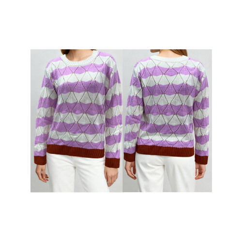 (L, Purple) Pull rayé pour Vêtements décontractés. 1