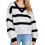 (XL, Black) Pull rayé ample maille patchwork. 1