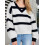 (XL, Black) Pull rayé ample maille patchwork. 5