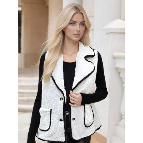 (XL, White) Chaleco de invierno de botones. 2