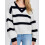 (XL, Black) Pull rayé ample maille patchwork. 3