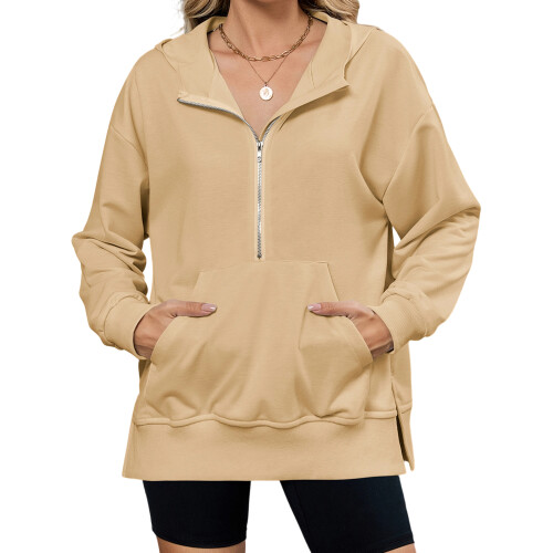 (L, Khaki) Sweat-shirt à capuche et l'automne.