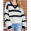 (XL, Black) Pull rayé ample maille patchwork. 4