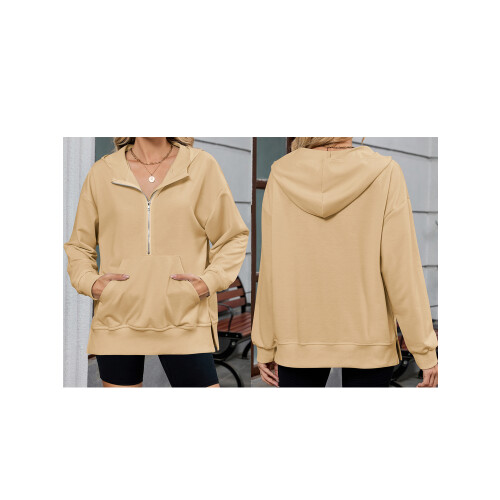 (L, Khaki) Sweat-shirt à capuche et l'automne. 1