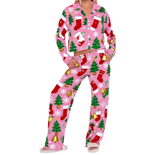 (S, Pink) Set de pijamale 2 piese